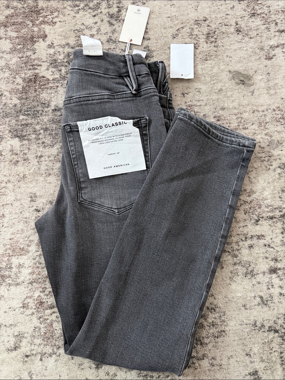 Good American High-Rise Classic Jeans in Charcoal gray black